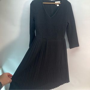 Ganni Anthropologie Black Pleated Fulton Dress Small